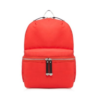 Red nylon backpack
